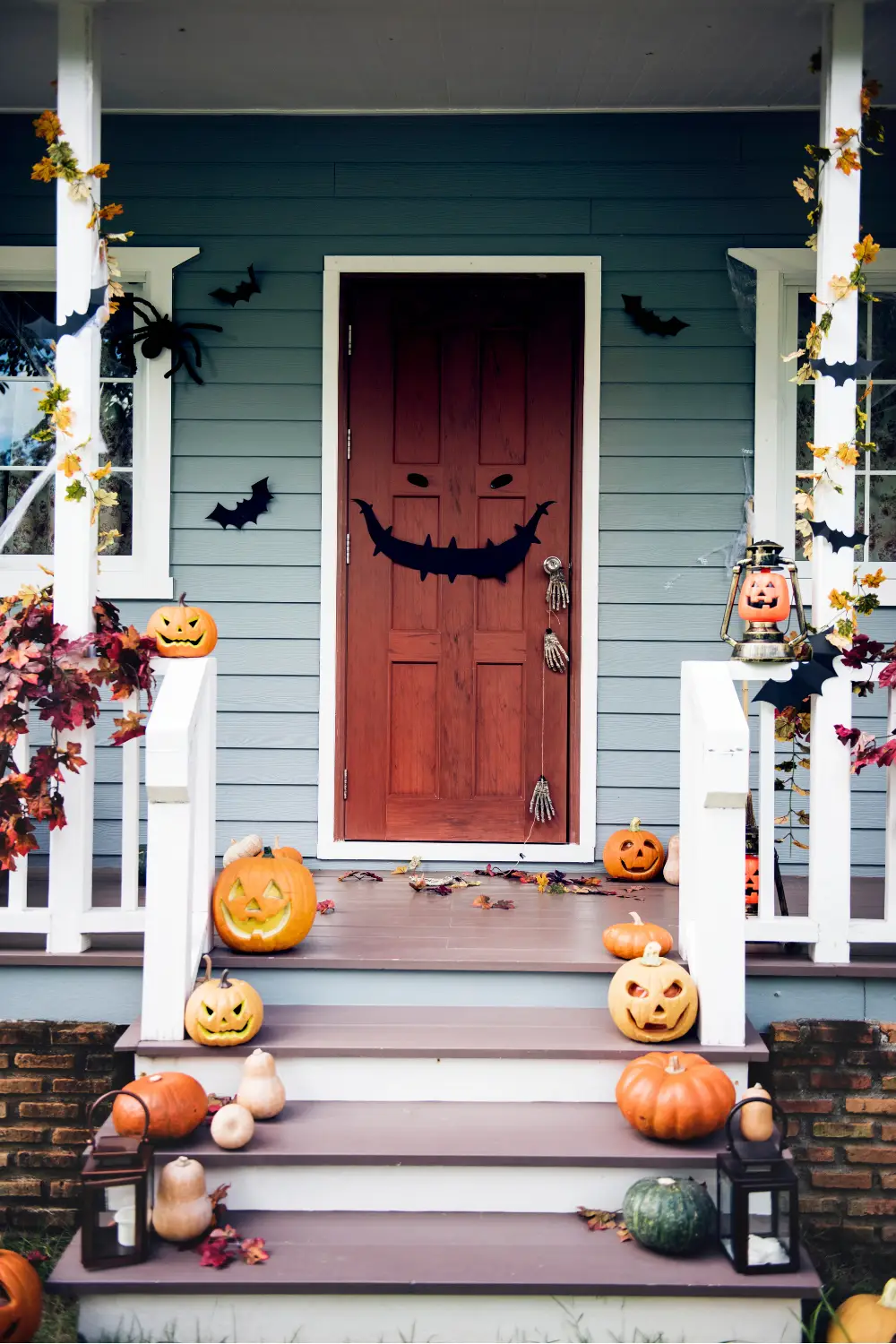 scary halloween front door decor