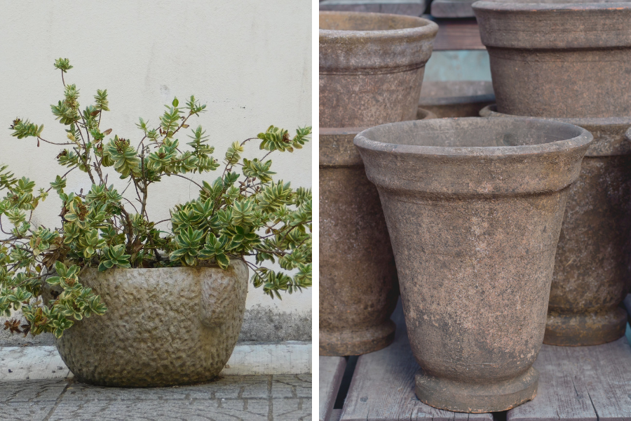 faux stone planters